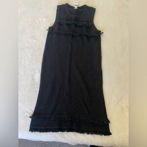 J. Crew Black Fringe Knit MIDI Dress
